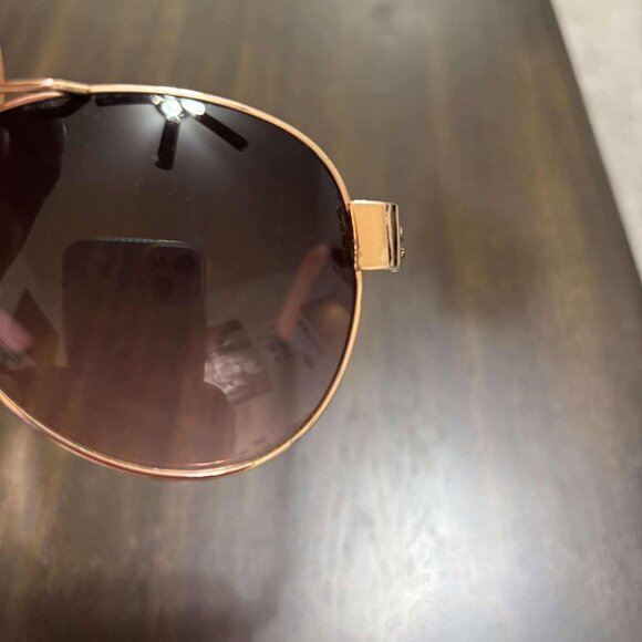 Rose Gold & Brown Tinted Sunglasses with Bling on the sides - Picture 7 of 7